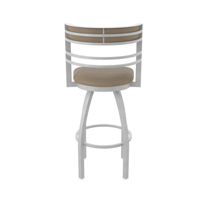 Swivel Bar Stool with Anodized Nickel Finish and Canter Earth Seat and Back