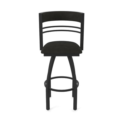 Swivel Bar Stool with Black Wrinkle Finish and Canter Espresso Seat and Back