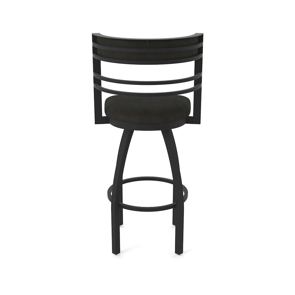 Swivel Bar Stool with Black Wrinkle Finish and Canter Espresso Seat and Back