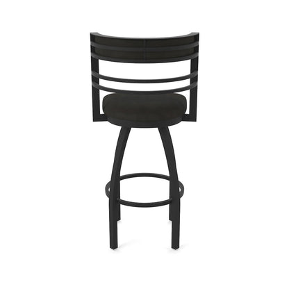 Swivel Bar Stool with Black Wrinkle Finish and Canter Espresso Seat and Back