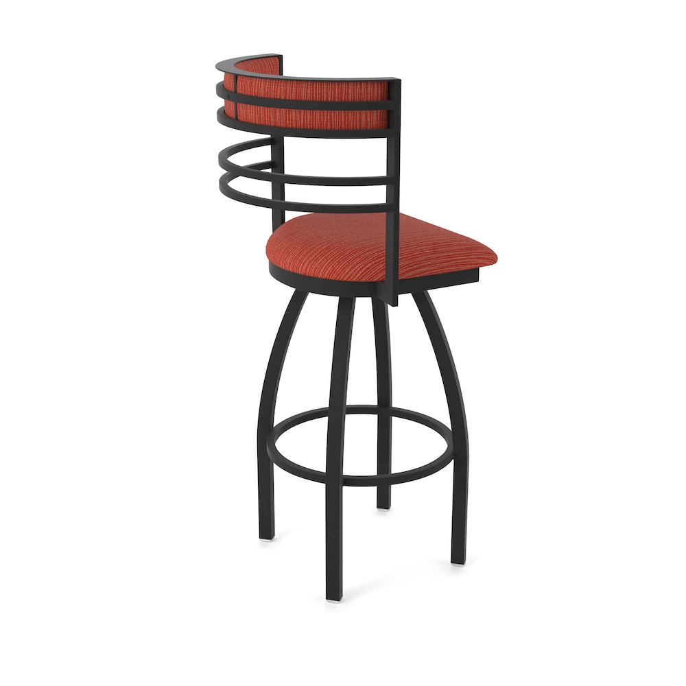 Swivel Bar Stool with Black Wrinkle Finish and Graph Poppy Seat and Back
