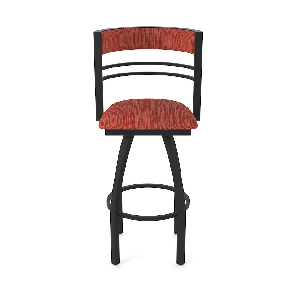 Swivel Bar Stool with Black Wrinkle Finish and Graph Poppy Seat and Back