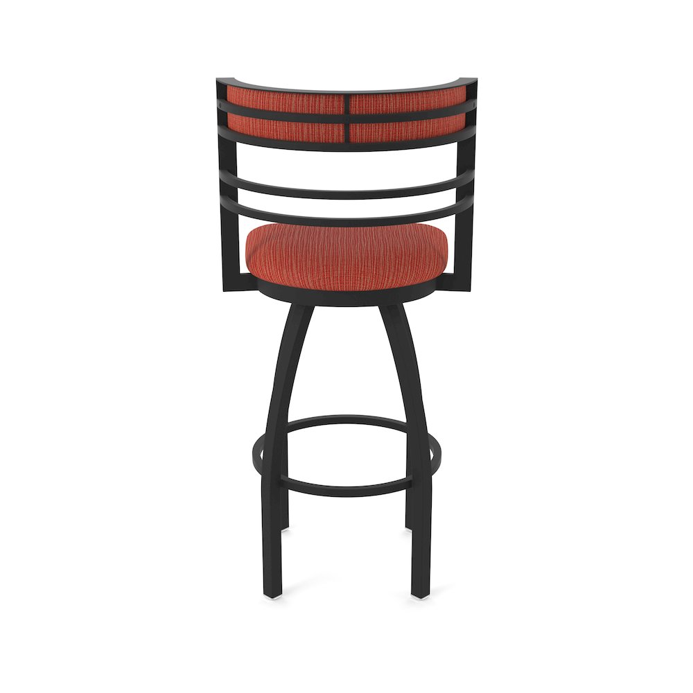 Swivel Bar Stool with Black Wrinkle Finish and Graph Poppy Seat and Back
