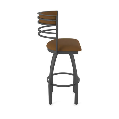 Swivel Bar Stool with Pewter Finish and Canter Thatch Seat and Back