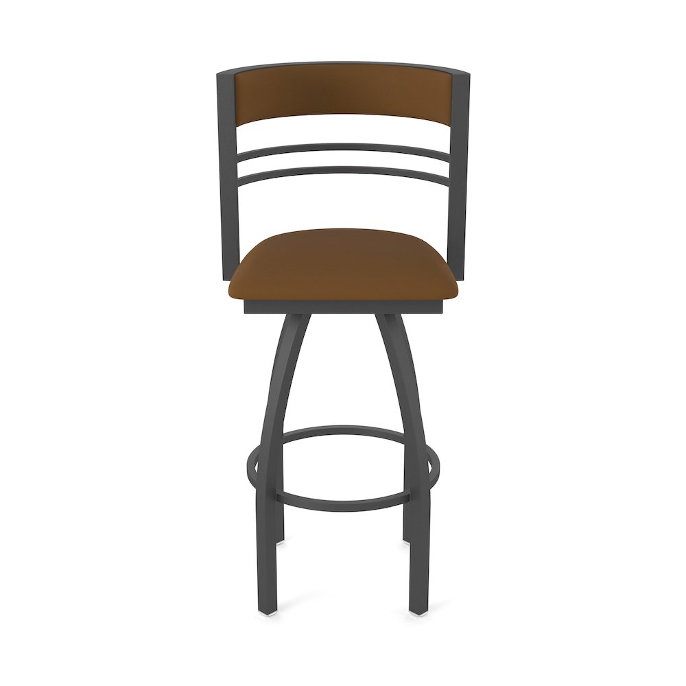 Swivel Bar Stool with Pewter Finish and Canter Thatch Seat and Back