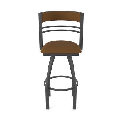 Swivel Bar Stool with Pewter Finish and Canter Thatch Seat and Back