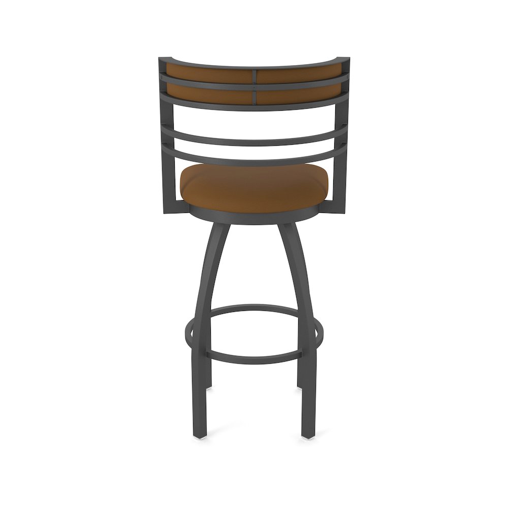Swivel Bar Stool with Pewter Finish and Canter Thatch Seat and Back