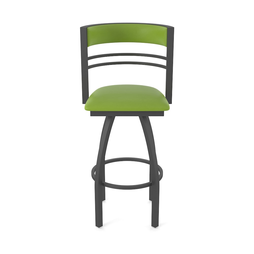 Swivel Bar Stool with Pewter Finish and Canter Kiwi Green Seat and Back
