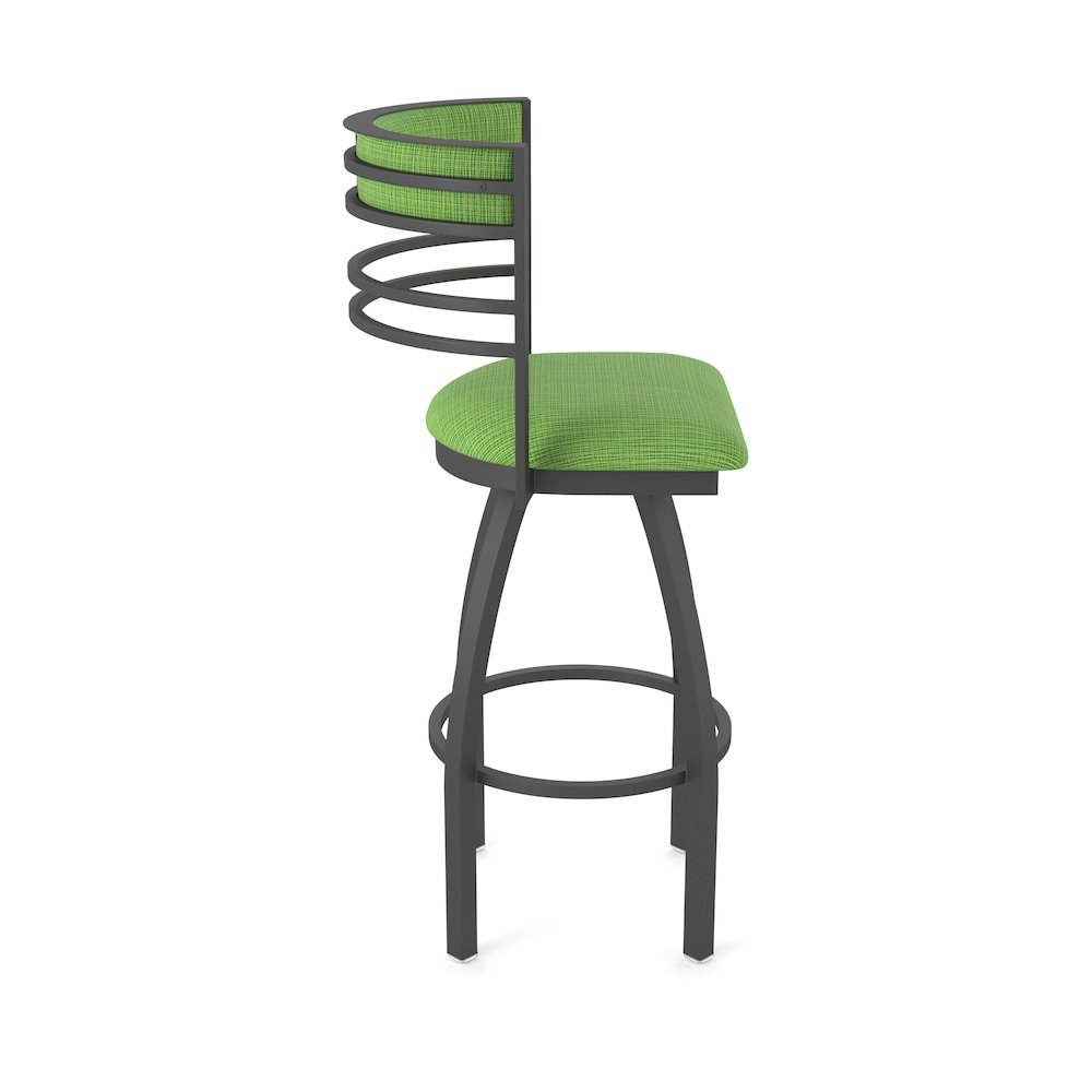 Swivel Bar Stool with Pewter Finish and Graph Parrot Seat and Back