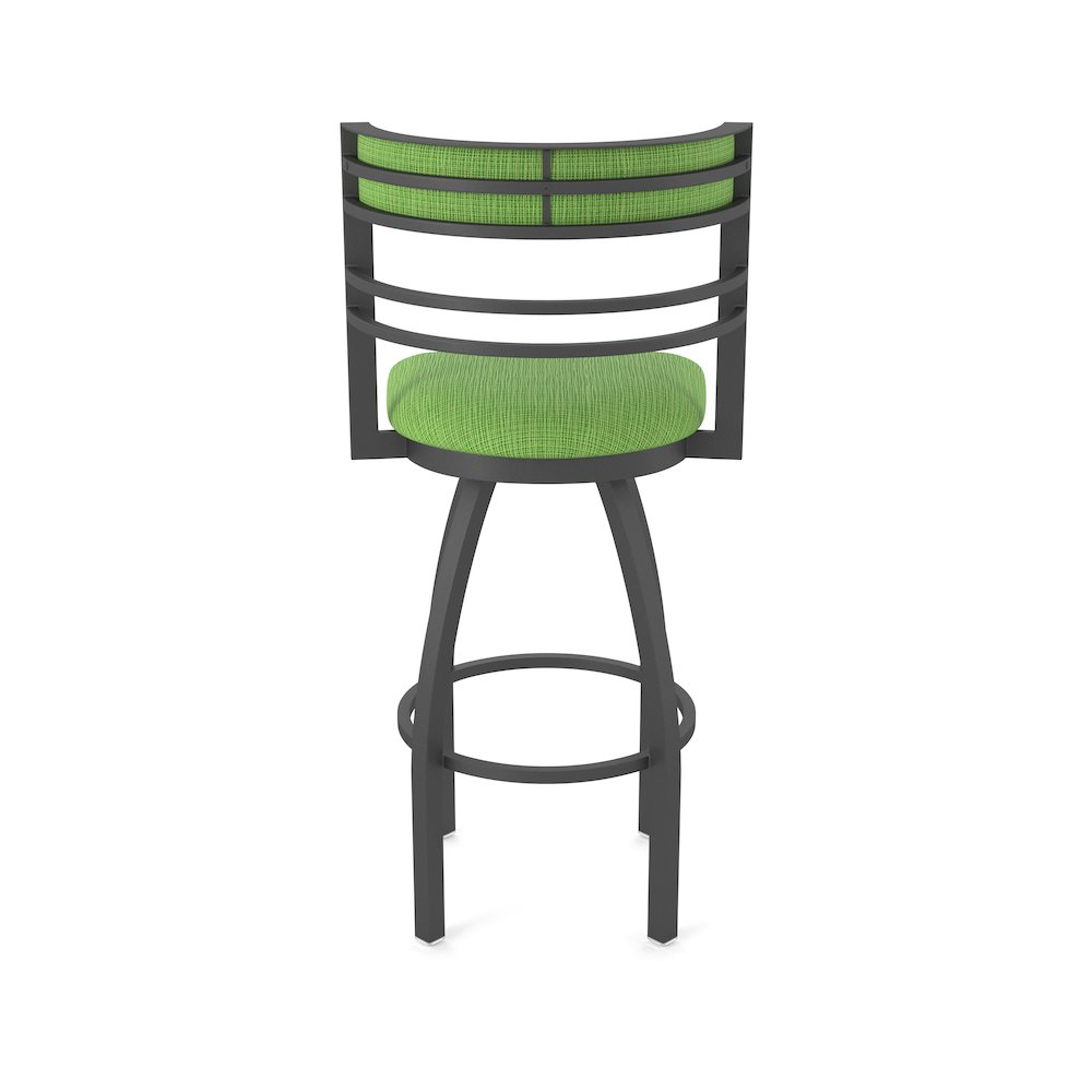 Swivel Bar Stool with Pewter Finish and Graph Parrot Seat and Back