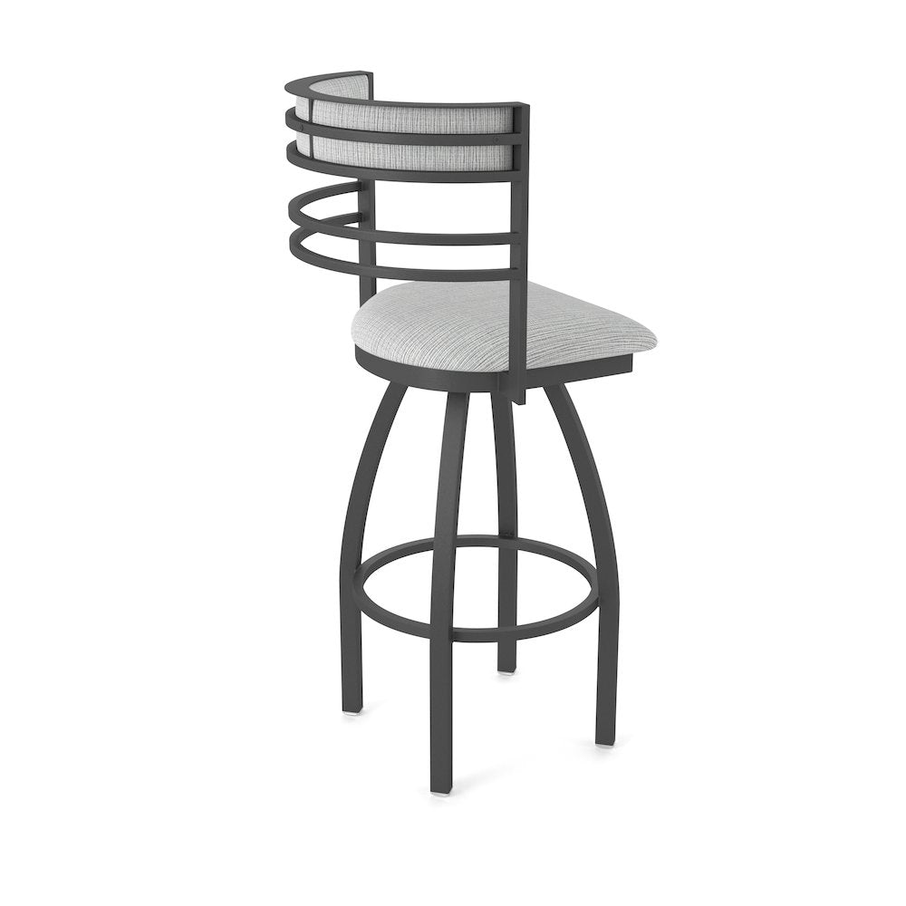Swivel Bar Stool with Pewter Finish and Graph Alpine Seat and Back