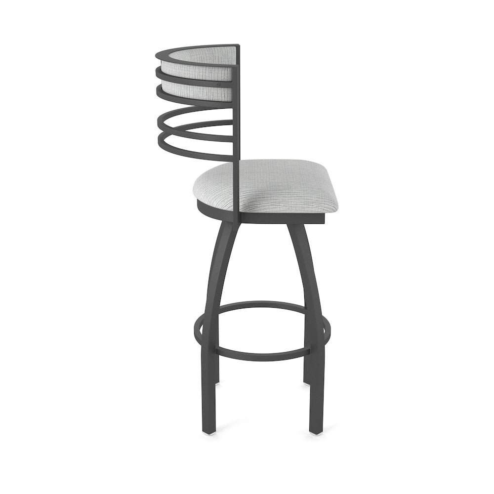 Swivel Bar Stool with Pewter Finish and Graph Alpine Seat and Back