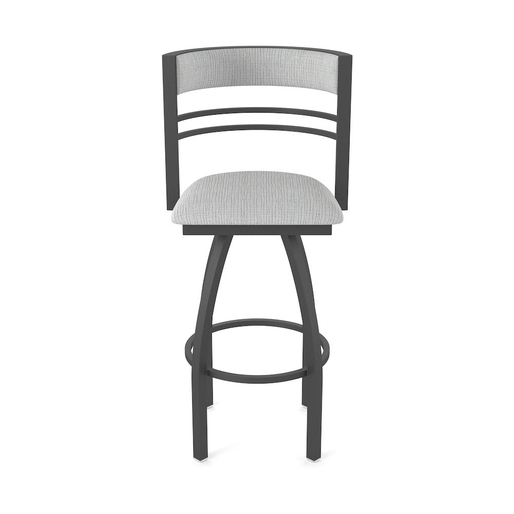Swivel Bar Stool with Pewter Finish and Graph Alpine Seat and Back