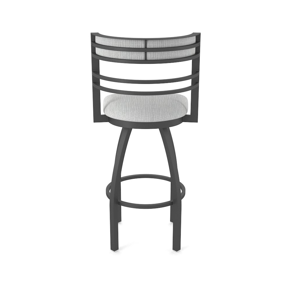 Swivel Bar Stool with Pewter Finish and Graph Alpine Seat and Back