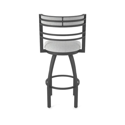Swivel Bar Stool with Pewter Finish and Graph Alpine Seat and Back