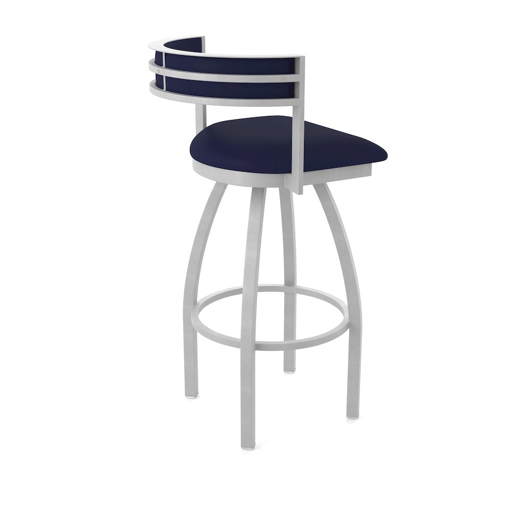 Swivel Bar Stool with Anodized Nickel Finish and Canter Twilight Seat and Back