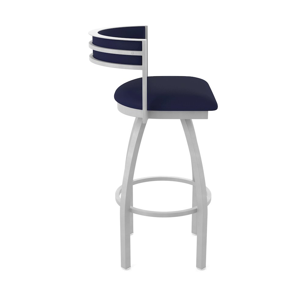 Swivel Bar Stool with Anodized Nickel Finish and Canter Twilight Seat and Back