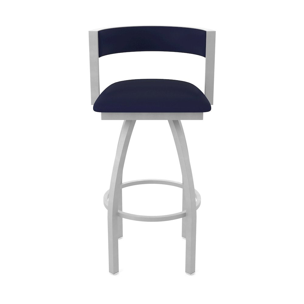 Swivel Bar Stool with Anodized Nickel Finish and Canter Twilight Seat and Back