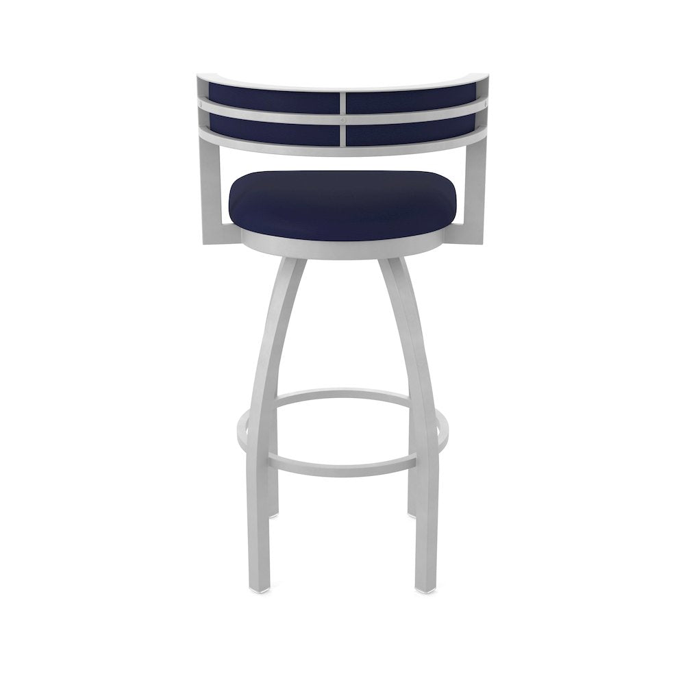 Swivel Bar Stool with Anodized Nickel Finish and Canter Twilight Seat and Back