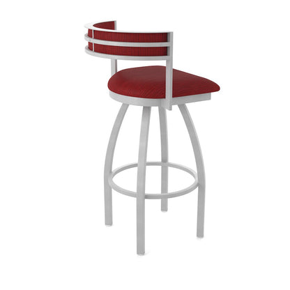 Swivel Bar Stool with Anodized Nickel Finish and Graph Ruby Seat and Back