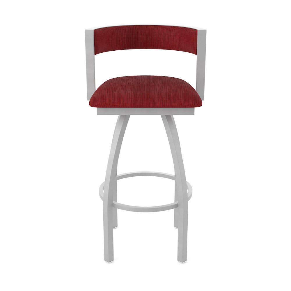 Swivel Bar Stool with Anodized Nickel Finish and Graph Ruby Seat and Back