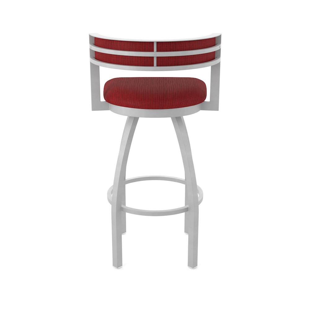 Swivel Bar Stool with Anodized Nickel Finish and Graph Ruby Seat and Back