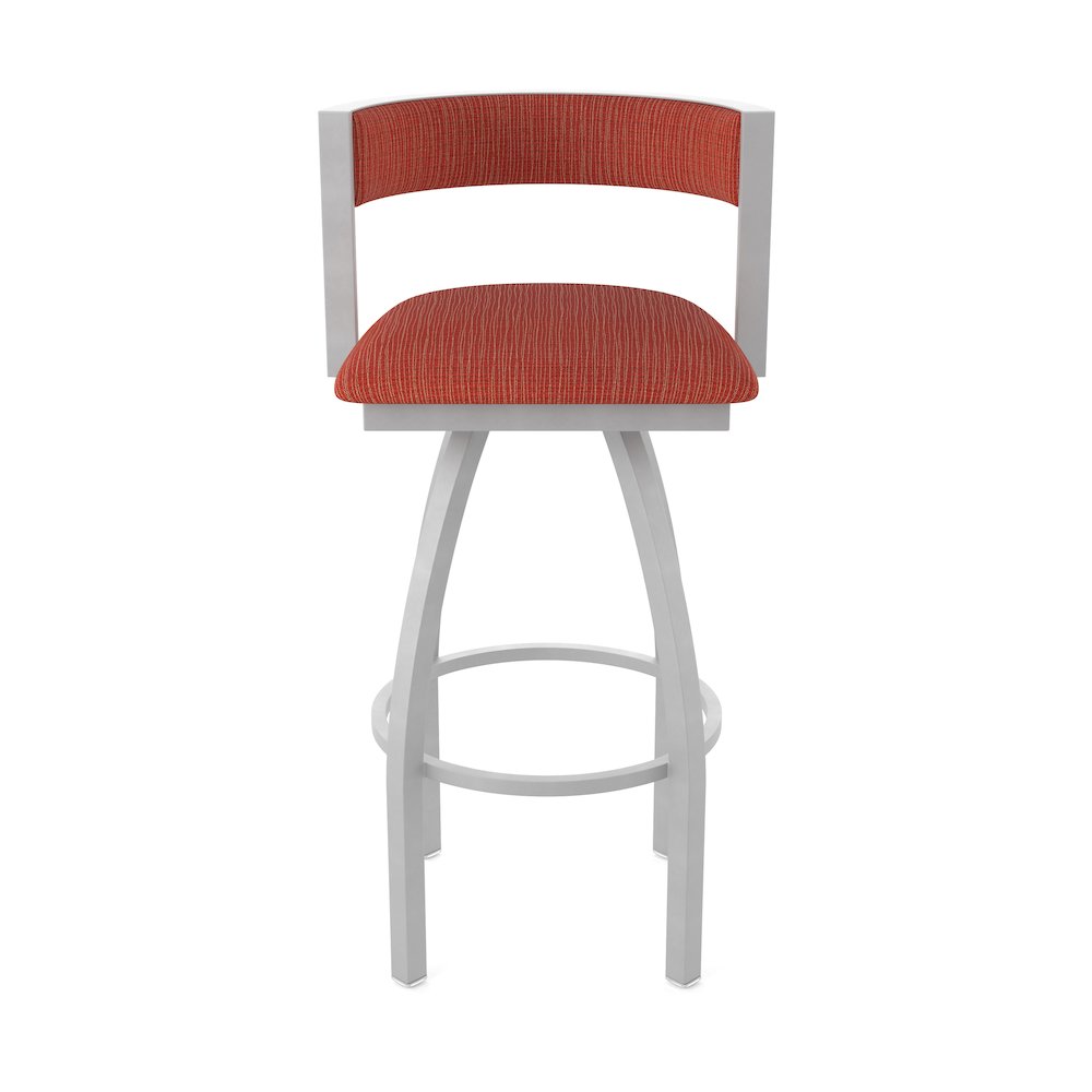Swivel Bar Stool with Anodized Nickel Finish and Graph Poppy Seat and Back