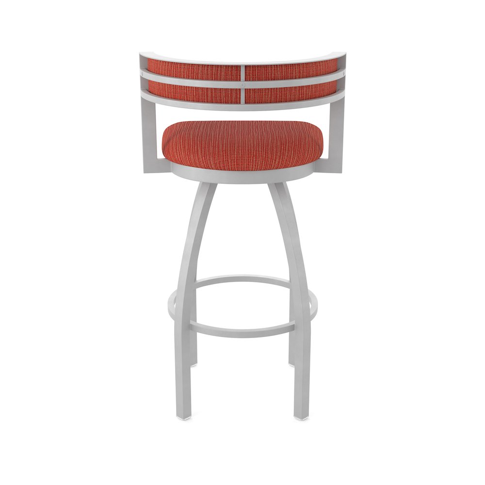 Swivel Bar Stool with Anodized Nickel Finish and Graph Poppy Seat and Back