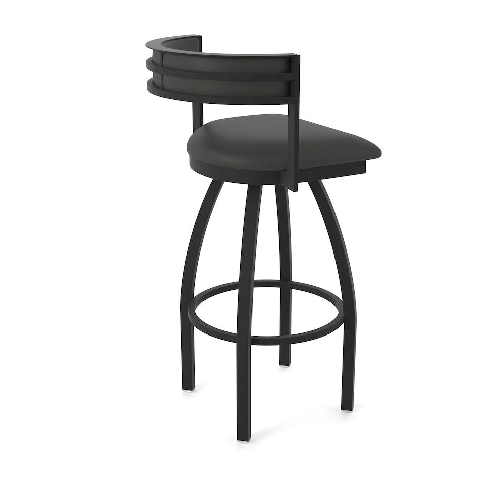Swivel Bar Stool with Black Wrinkle Finish and Canter Iron Seat and Back