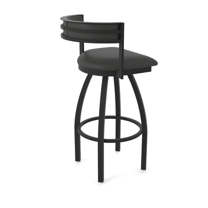 Swivel Bar Stool with Black Wrinkle Finish and Canter Iron Seat and Back