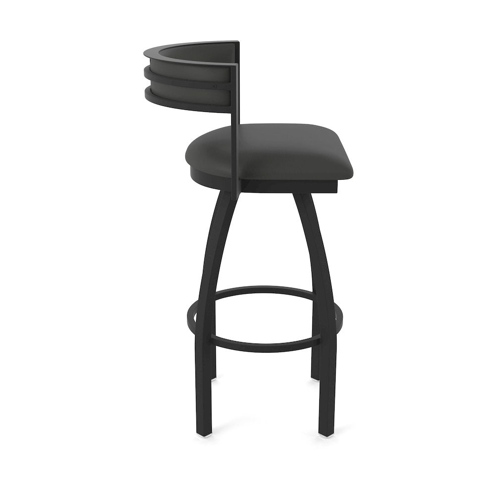 Swivel Bar Stool with Black Wrinkle Finish and Canter Iron Seat and Back