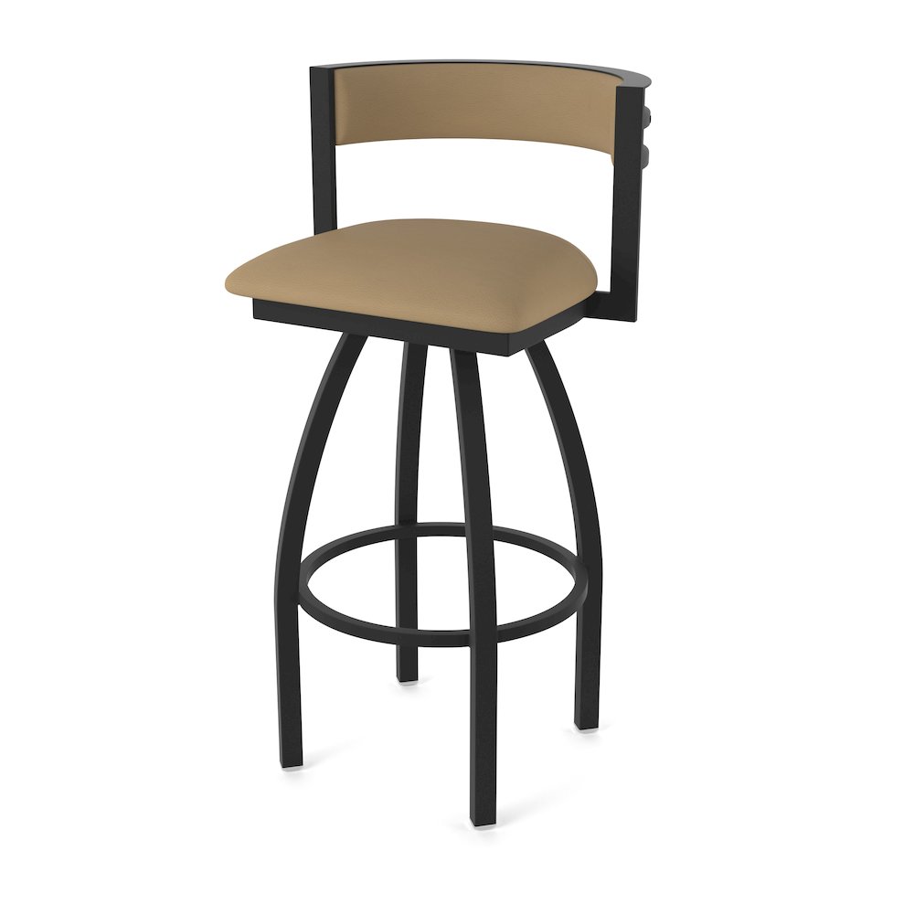 Swivel Bar Stool with Black Wrinkle Finish and Canter Sand Seat and Back