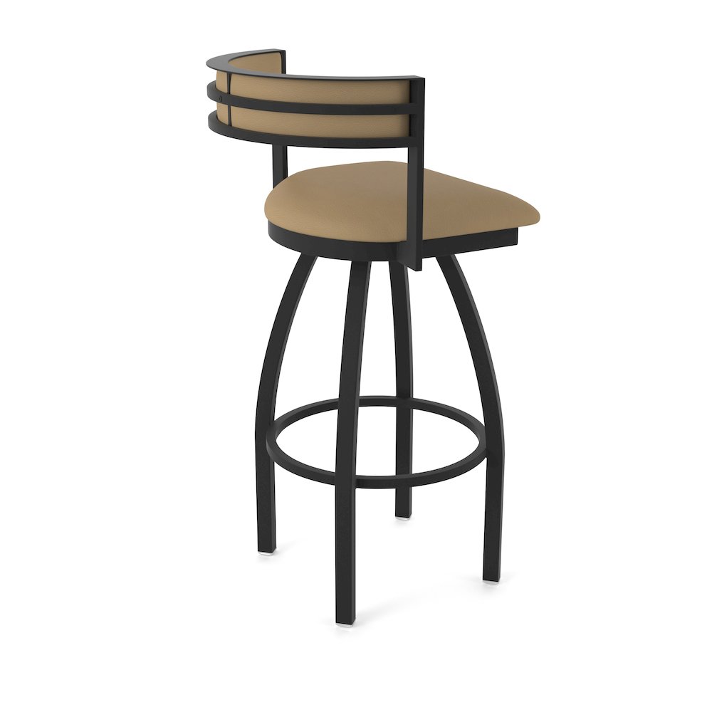 Swivel Bar Stool with Black Wrinkle Finish and Canter Sand Seat and Back