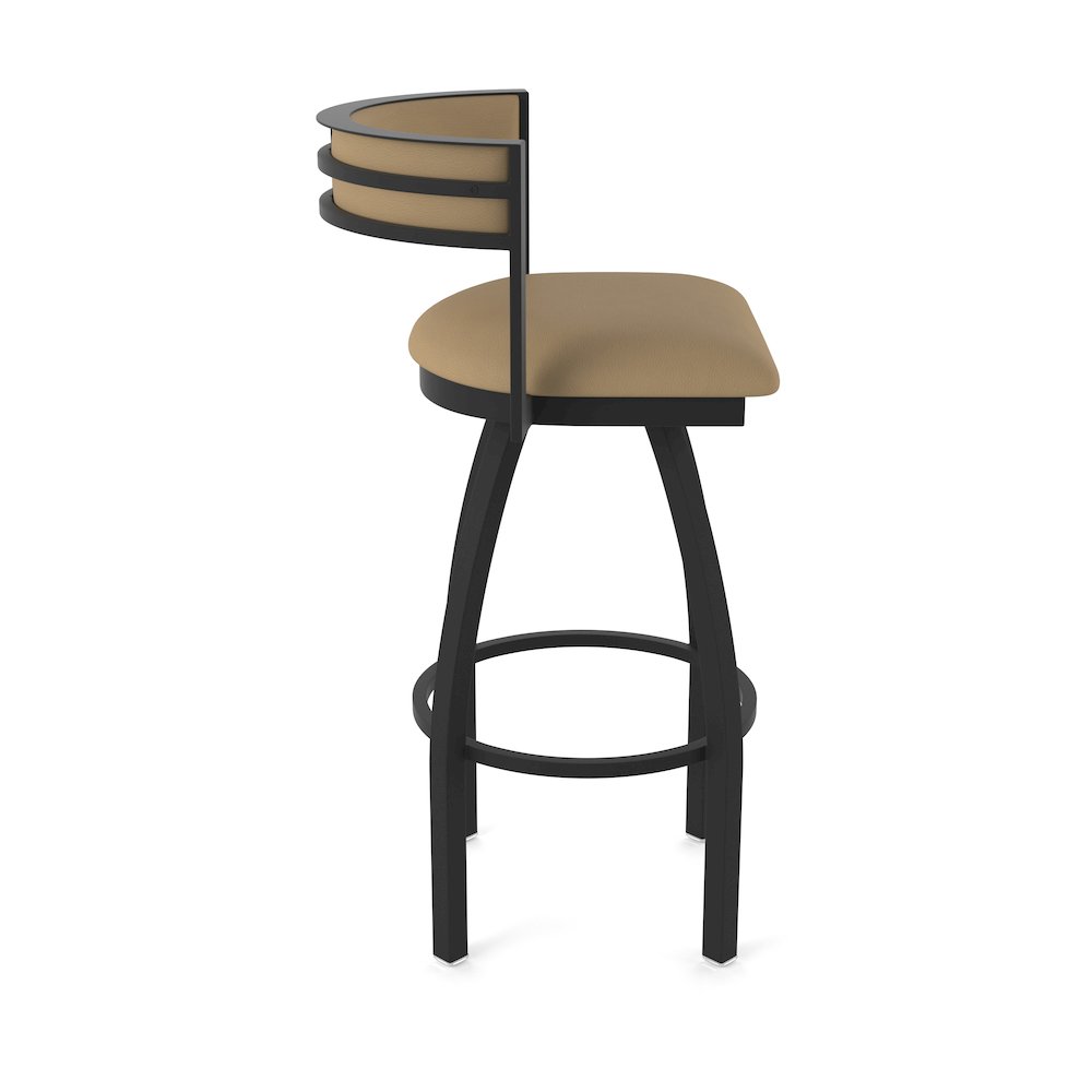 Swivel Bar Stool with Black Wrinkle Finish and Canter Sand Seat and Back