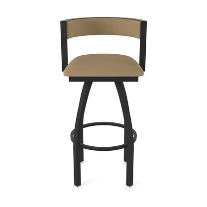 Swivel Bar Stool with Black Wrinkle Finish and Canter Sand Seat and Back