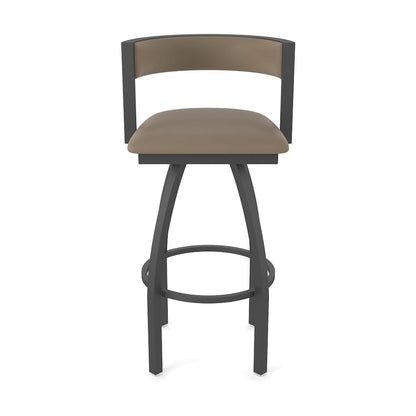 Swivel Bar Stool with Pewter Finish and Canter Earth Seat and Back