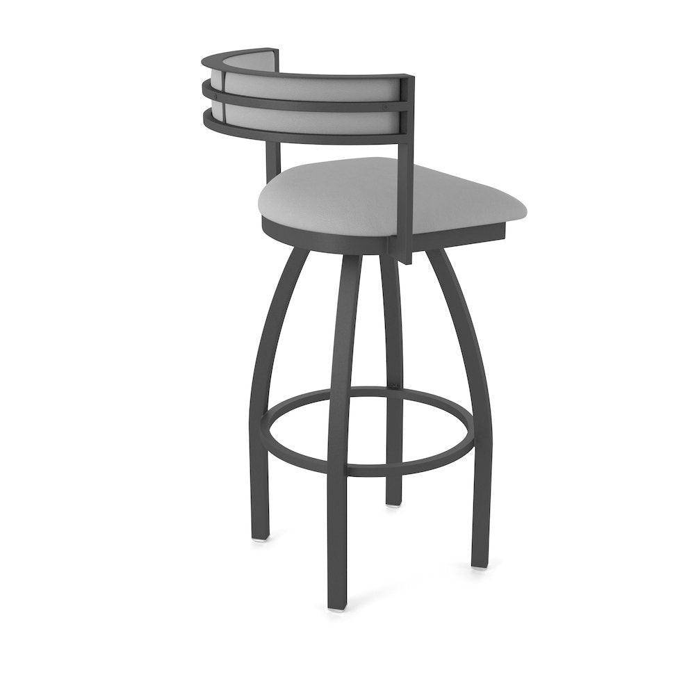 Swivel Bar Stool with Pewter Finish and Canter Folkstone Grey Seat and Back