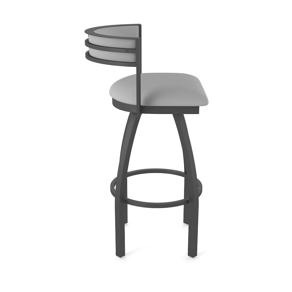 Swivel Bar Stool with Pewter Finish and Canter Folkstone Grey Seat and Back