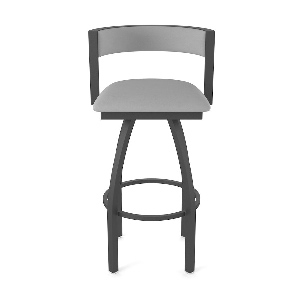 Swivel Bar Stool with Pewter Finish and Canter Folkstone Grey Seat and Back