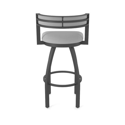 Swivel Bar Stool with Pewter Finish and Canter Folkstone Grey Seat and Back