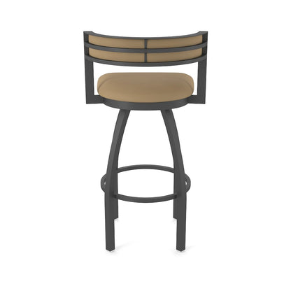 Swivel Bar Stool with Pewter Finish and Canter Sand Seat and Back