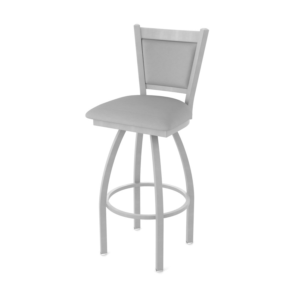 Swivel Bar Stool with Anodized Nickel Finish and Canter Folkstone Grey Seat