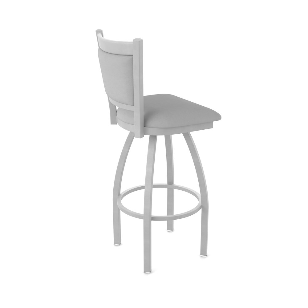 Swivel Bar Stool with Anodized Nickel Finish and Canter Folkstone Grey Seat