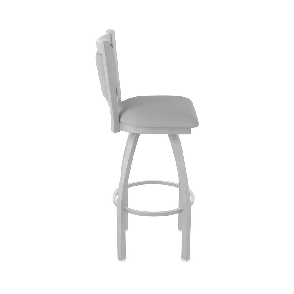 Swivel Bar Stool with Anodized Nickel Finish and Canter Folkstone Grey Seat