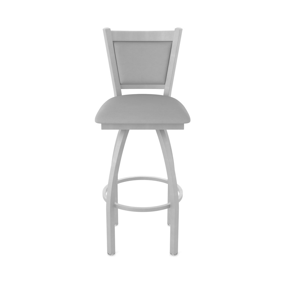 Swivel Bar Stool with Anodized Nickel Finish and Canter Folkstone Grey Seat