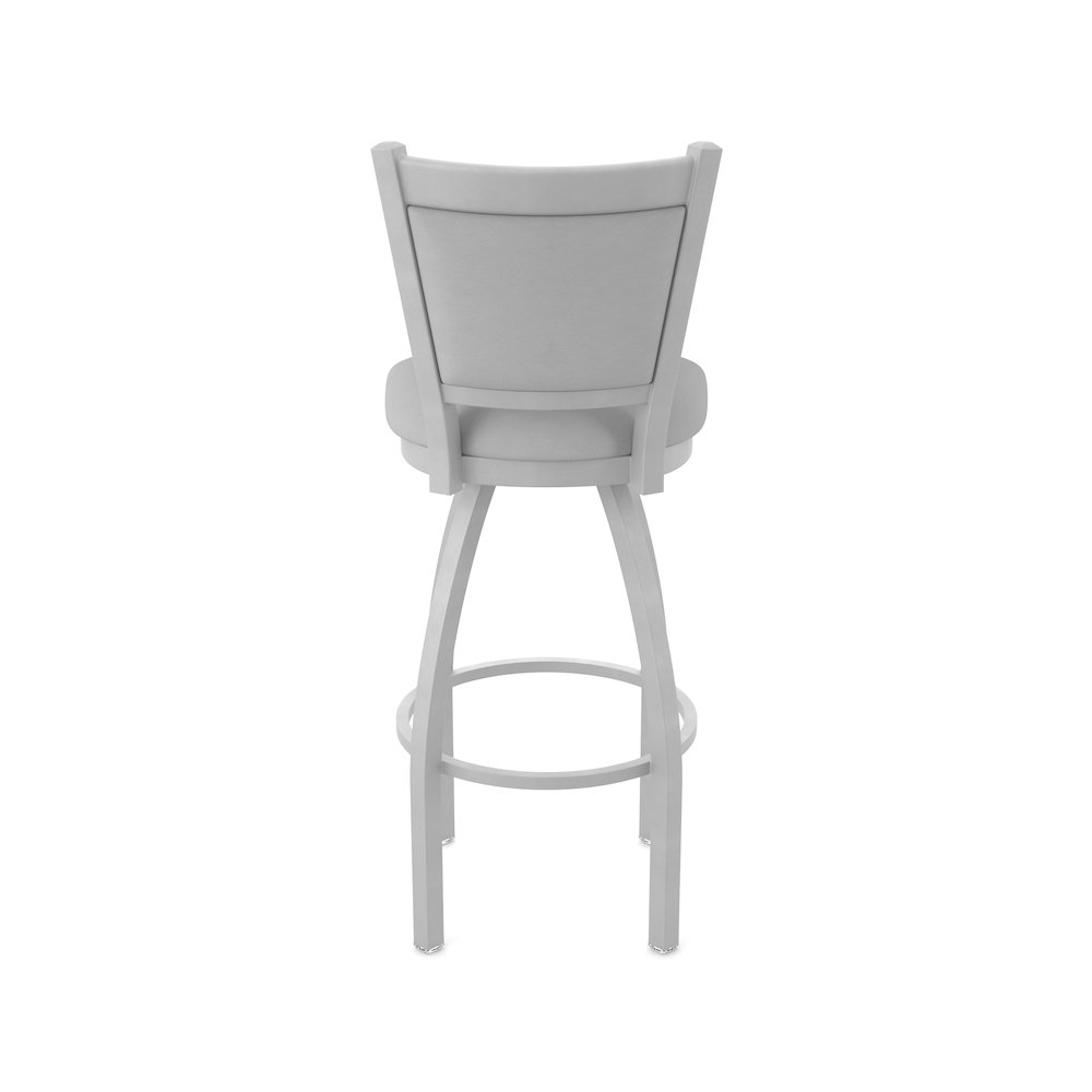 Swivel Bar Stool with Anodized Nickel Finish and Canter Folkstone Grey Seat