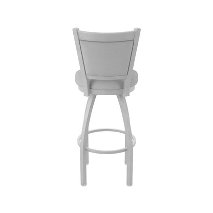 Swivel Bar Stool with Anodized Nickel Finish and Canter Folkstone Grey Seat
