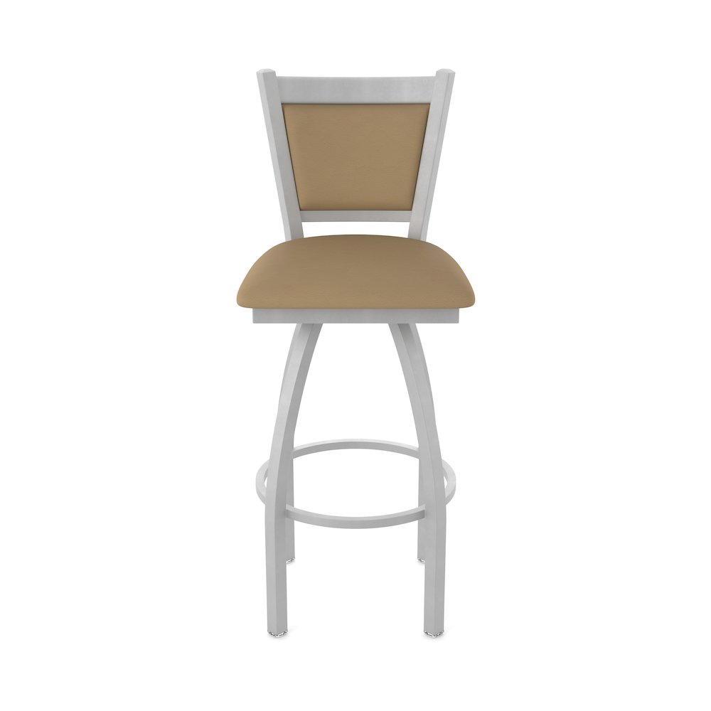 Swivel Bar Stool with Anodized Nickel Finish and Canter Sand Seat and Back