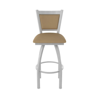 Swivel Bar Stool with Anodized Nickel Finish and Canter Sand Seat and Back