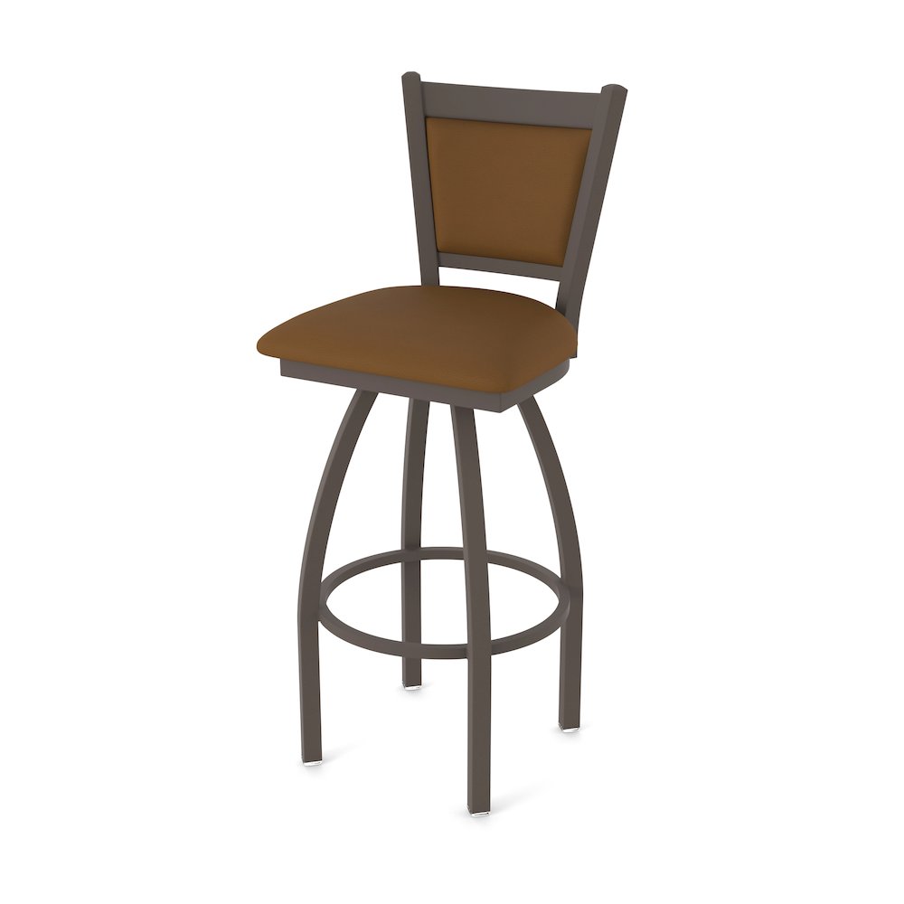 Swivel Bar Stool with Bronze Finish and Canter Thatch Seat and Back